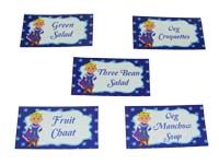 Dark blue food labels