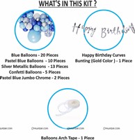 Cursive Banner Blue Theme Birthday Decoration kit (Pack of 52 )