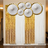 Gold and White Rosettes & Foil Curtain Kit