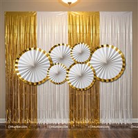 Gold and White Rosettes & Foil Curtain Kit