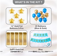 Foil Star Curtain & Banner Kit Blue (Pack of 31 pcs)