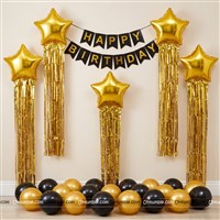 Golden Star Birthday Decoration Kit (Black)
