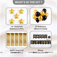 Golden Star Birthday Decoration Kit (Black)