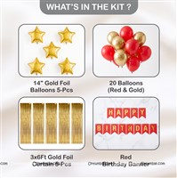 Golden Star Birthday Decoration Kit (Red)