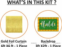 Haldi Foil Kit with Backdrop (Gold )
