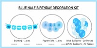 Blue Half Birthday Paper Fan Decor Pack (Pack of 47)