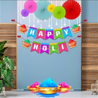 Happy Holi Banner & Paper Fan Kit
