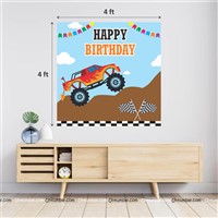 Monster Car Theme Backdrop 4 feet x 4 feet, Pack of 1