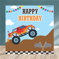 Monster Car Theme Backdrop 4 feet x 4 feet, Pack of 1