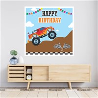 Monster Car Theme Backdrop 4 feet x 4 feet, Pack of 1