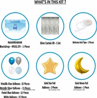 Blue Naming Ceremony Backdrop Banner Kit (Pack of 66 pcs)