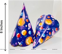 Space Theme Cone Hats for Birthday Celebration, Pack of 6