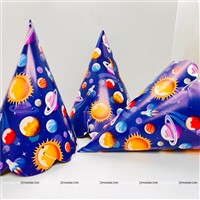 Space Theme Cone Hats for Birthday Celebration, Pack of 6