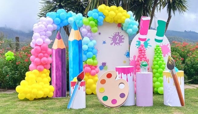 Elegant balloon installation at a party