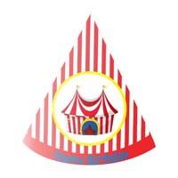 Red striped clown / carnival hat (Set of 6)