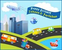 Vehicles birthday theme Backdrop