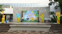 Stage setup for an open air Jungle theme 1st Birthday Party