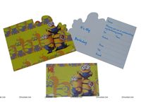 MINNION- 2 DIE-CUT INVITATION & ENVELOPES