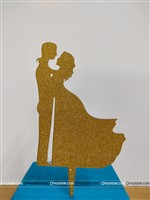 Engagement & Wedding Couple Cake Topper (Gold)