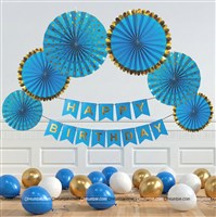 Blue with Gold Paper Fan kit