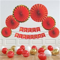 Red with Gold paper fan kit