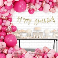 Pink and Silver birthday banner and balloons kit