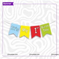 1st Birthday Banner Balloon Letter Box Kit (Pack of 44 pcs)