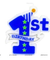 Blue 1st Birthday Candle