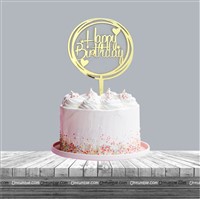 Round Happy Birthday with Hearts