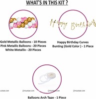 Cursive Banner Pink and Gold Theme Birthday Decoration Kit (Pack of 52 )