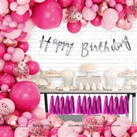 Cursive Banner Pink Theme Birthday Decoration Kit  With Tassels (Pack of 52 )