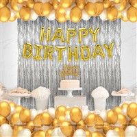 Silver curtain gold foil balloon kit