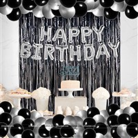 Black curtain silver foil balloon kit
