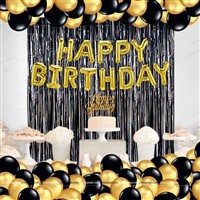 Black Curtain Gold Foil Balloon Kit