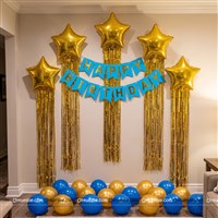 Foil Star Curtain & Banner Kit Blue (Pack of 31 pcs)