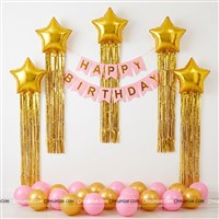Foil Star Curtain & Banner Kit Pink (Pack of 31 pcs)