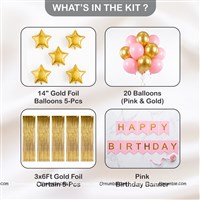 Foil Star Curtain & Banner Kit Pink (Pack of 31 pcs)