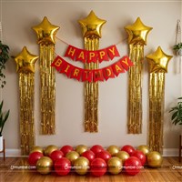 Foil Star Curtain & Banner Kit Red (Pack of 31 pcs)