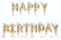 Gold Happy Birthday Candle