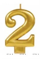 Gold Metallic Number 2 Candle