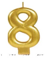 Gold Metallic Number 8 Candle