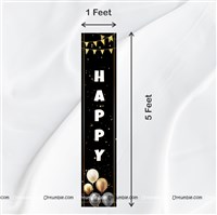 Happy Birthday Door Banner Black & Gold