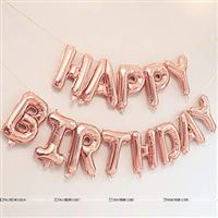 Happy Birthday Foil Balloon Decor Pack - Rose Gold (Pack of 53 pcs)