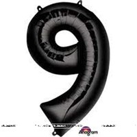 Number 9 Foil Balloon Black - 40 Inches