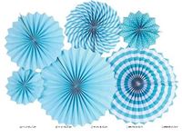 Blue Paper Fan Decoration Set