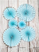 Blue & Silve Paper Fan Set
