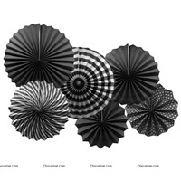 Black & white party decoration paper fan kit