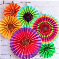 Rainbow Colored Party decoration Paper fan kit - 6pcs