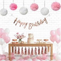 Rose Gold cursive kit with pom-poms