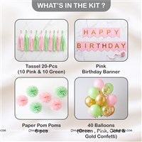 Pink & Green Pom Pom Tassles Birthday Kit